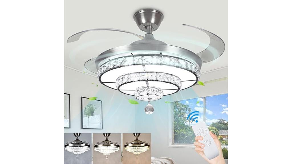modern crystal chandelier ceiling fan
