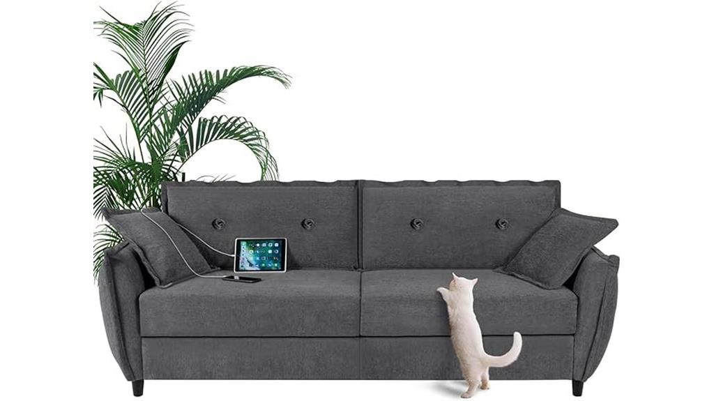 modern grey chenille couch