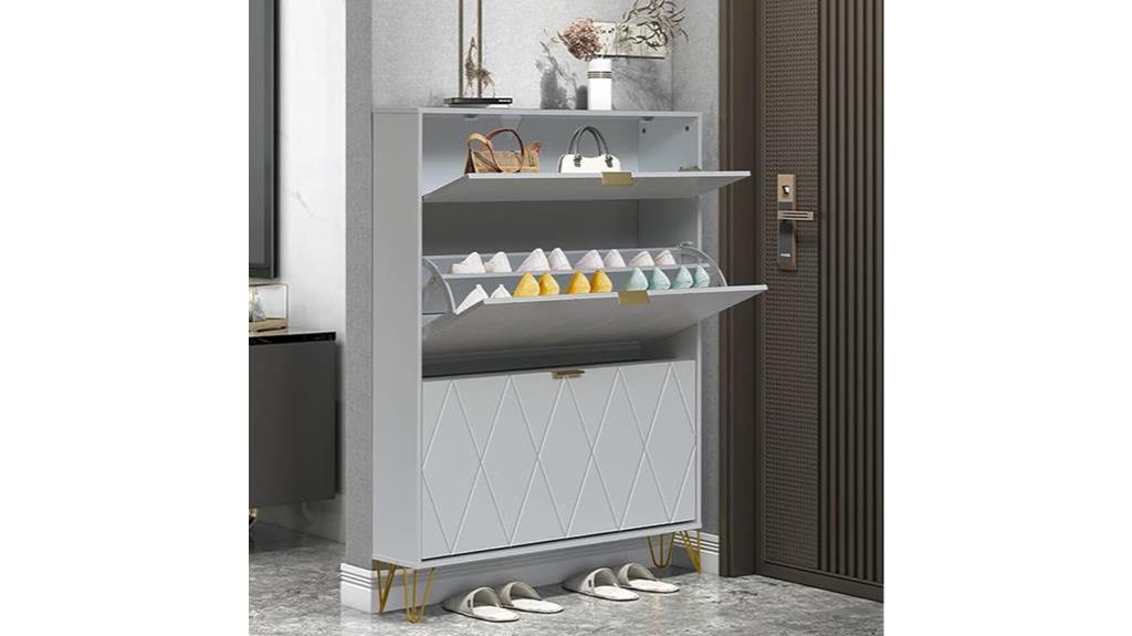 modern grey shoe cabinet