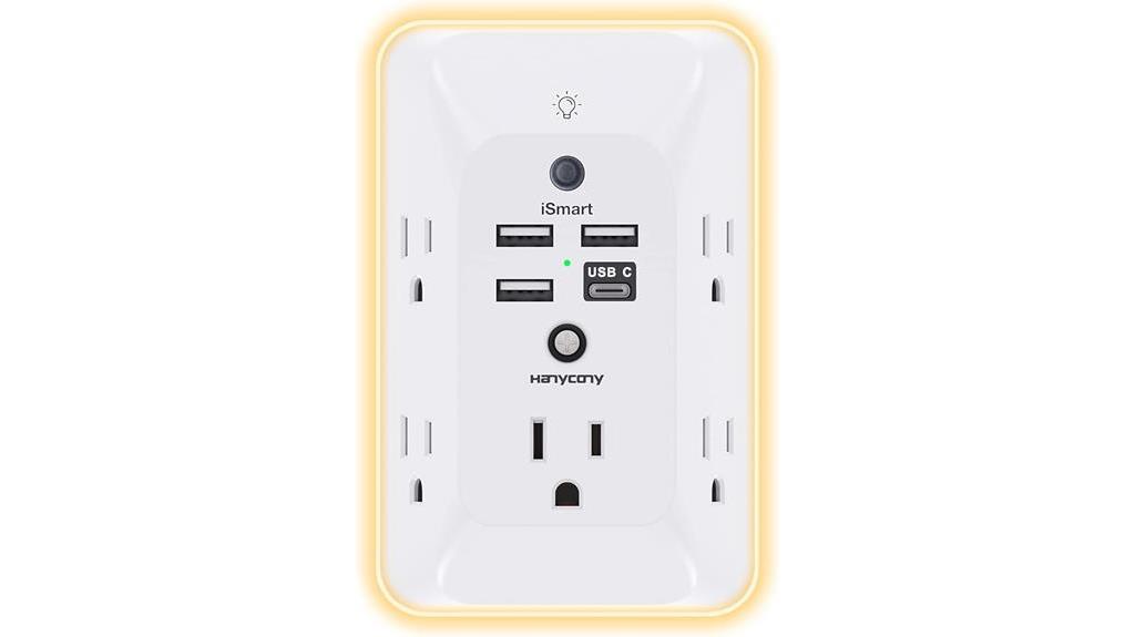 multipurpose surge protector with usb charging and night light