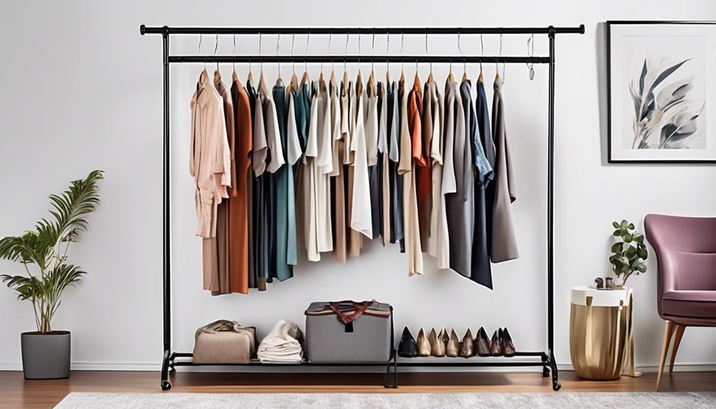 organize wardrobe with clothing racks