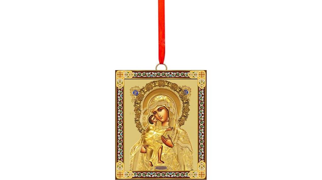 ornament featuring madonna and child