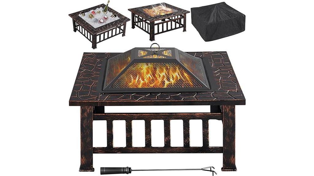 outdoor firepit with accessories