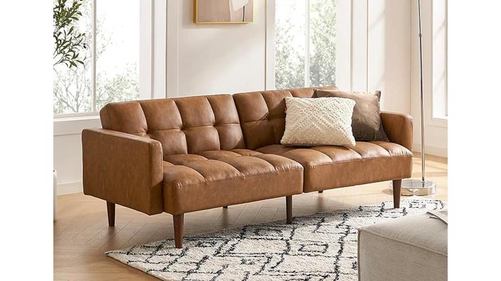 pecan brown faux leather couch