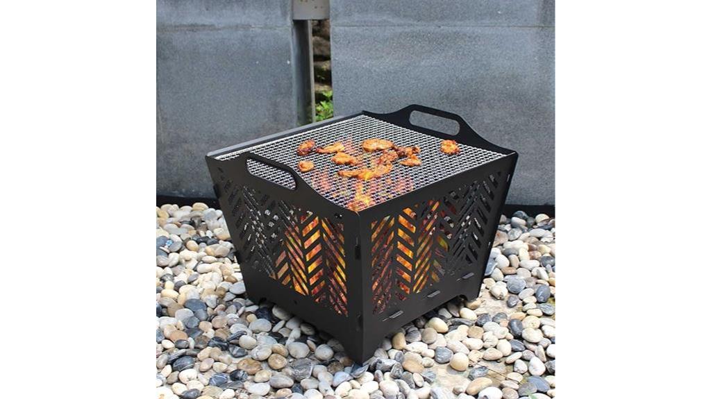 portable fire pit with grill and storage bag