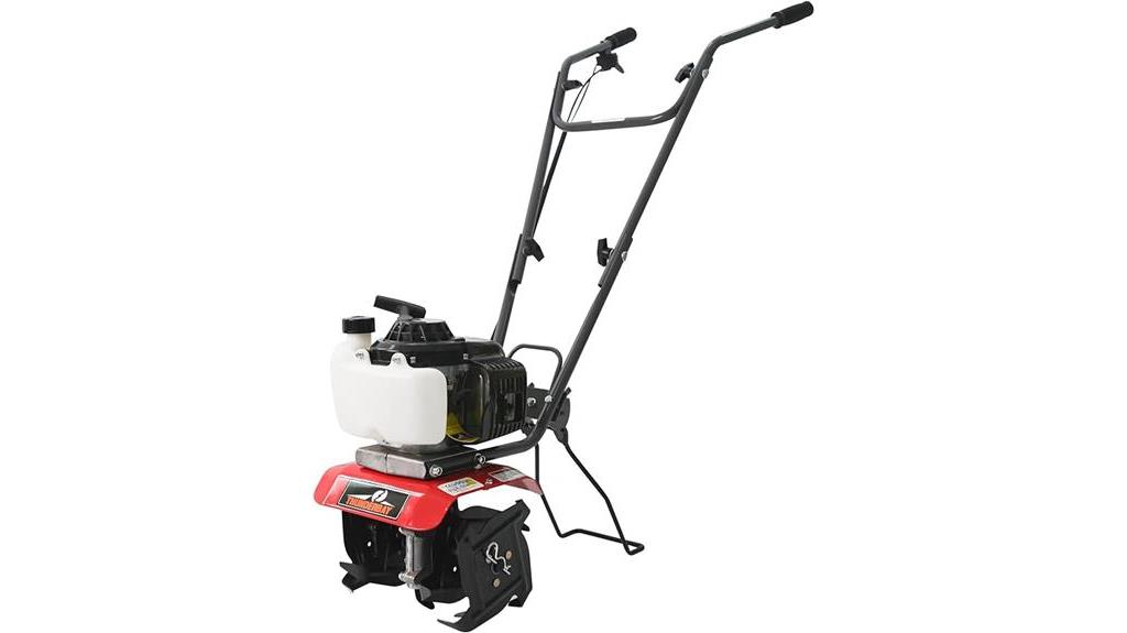 powerful gas tiller with adjustable steel tines