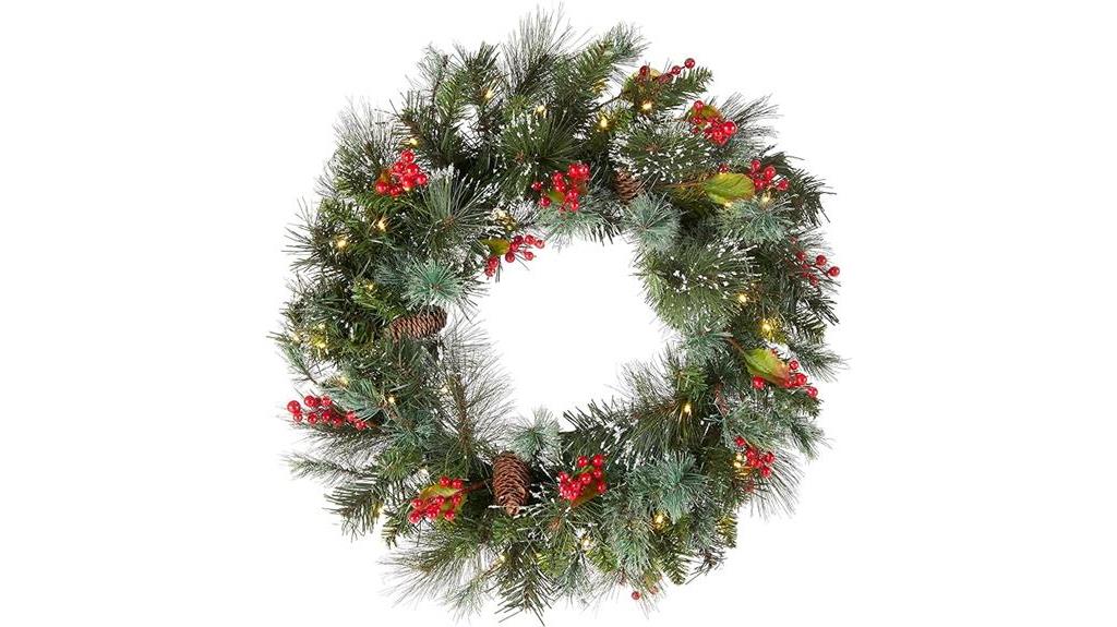 pre lit crestwood spruce wreath