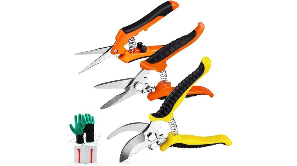 pruning shears and gloves