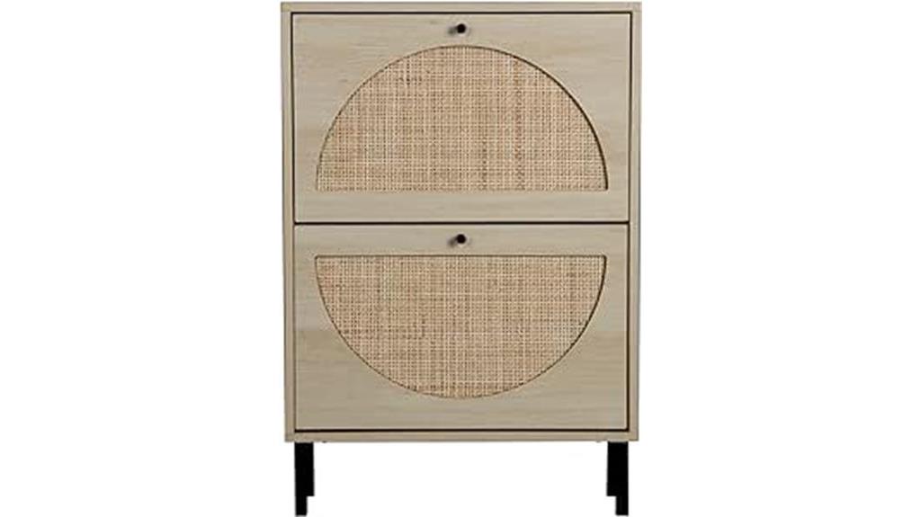 rattan shoe cabinet with drawers