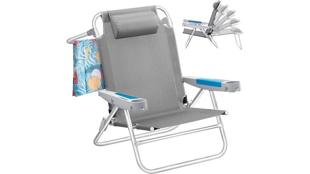 reclining beach chair with cup holder