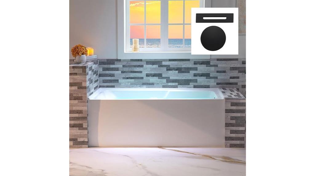 rectangular white acrylic bathtub