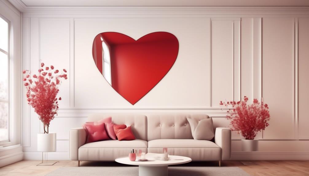 romantic heart shaped wall mirror