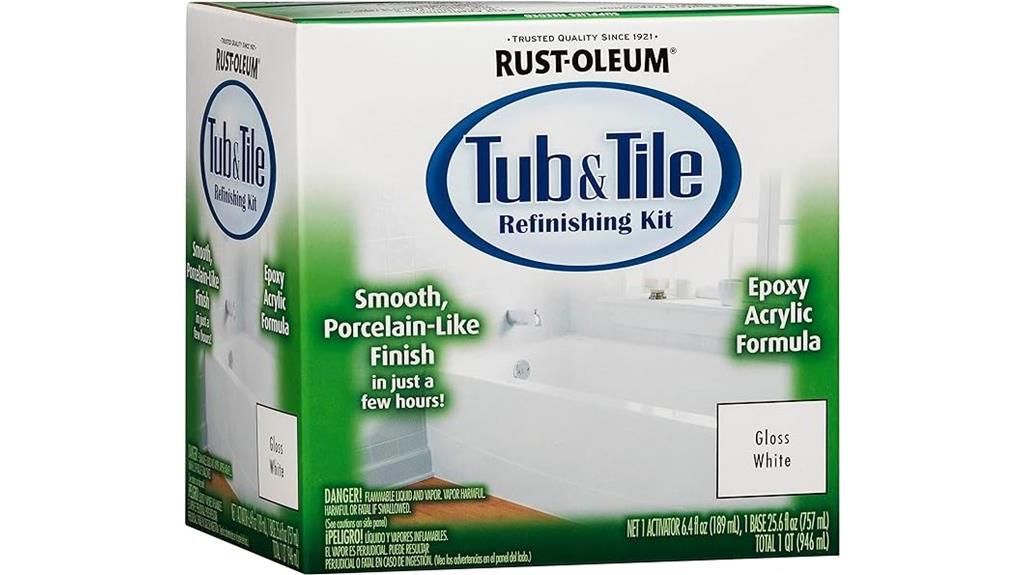 rust oleum tub and tile refinishing kit gloss white