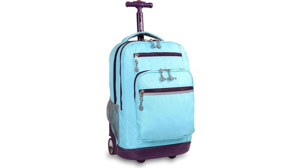 sky blue rolling backpack