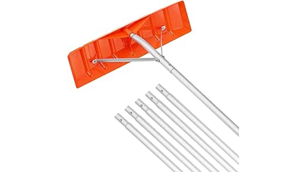 snow roof rake with plastic blade and long handle