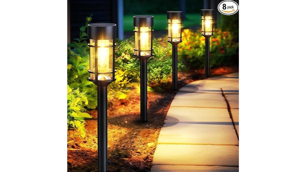 solar powered pathway lights 8 pack