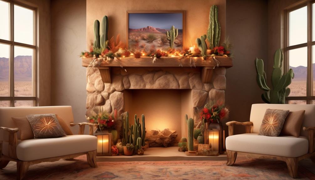 southwestern inspired fireplace mantel decor