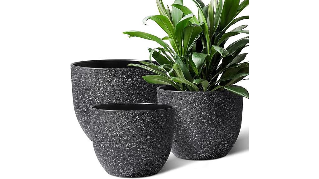 speckled black plant pot set with giraffe design
