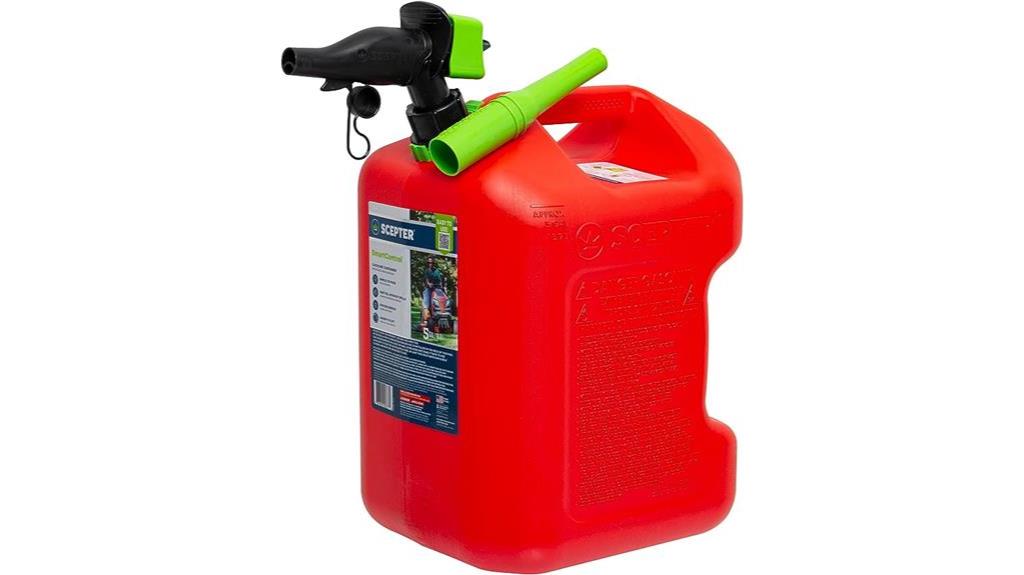 spill proof fuel container with smart control spout