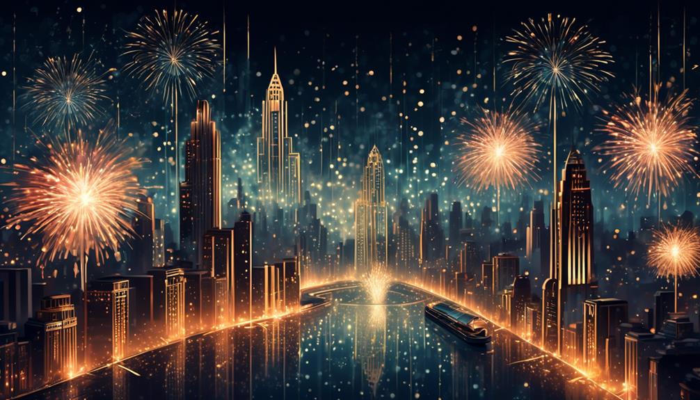 stunning art deco fireworks