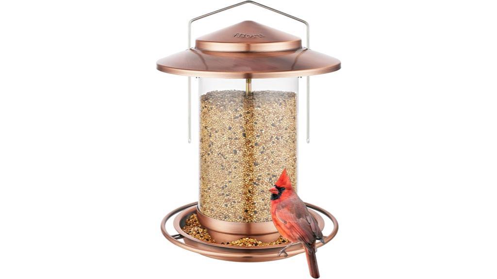 stylish copper bird feeder