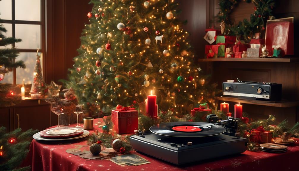 table decor with record player