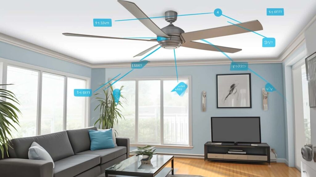 thorstenmeyer Create an image depicting a ceiling fan in a room 4d146cac a9ab 4ae9 9d65 956d5758a9cd