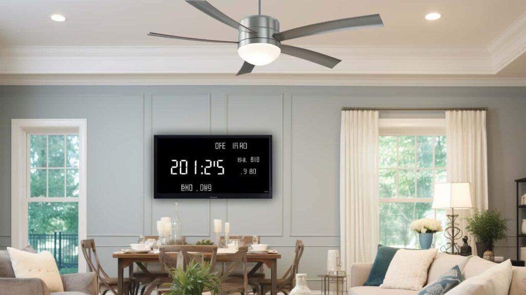 thorstenmeyer Create an image showcasing a ceiling fan installe f7af1720 ba12 4971 be35 f747ace2b37f 1