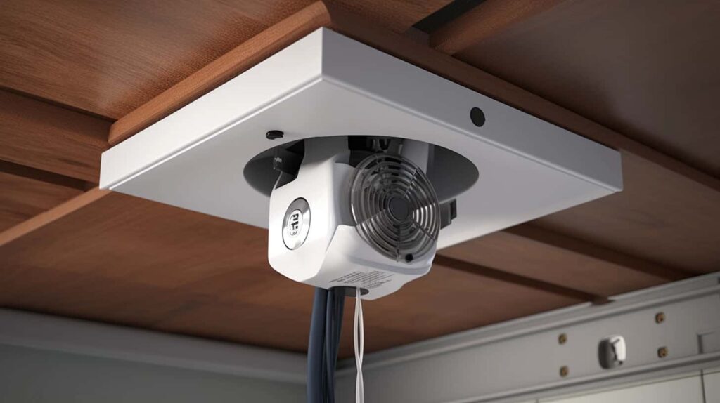 thorstenmeyer Create an image showcasing a ceiling fan securely 1ebe50c9 6d43 41dc b084 f98ab19e8243