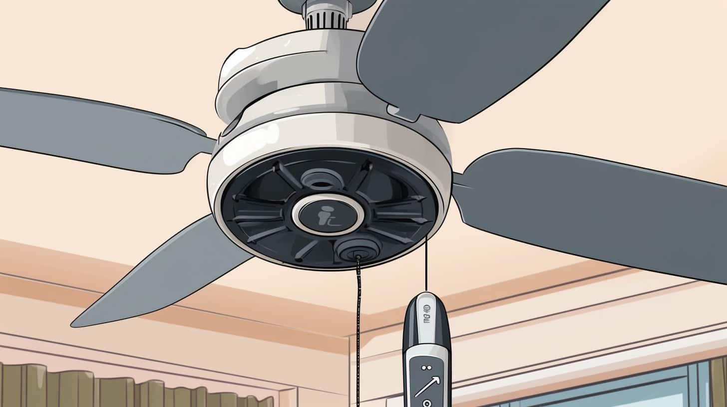 thorstenmeyer Create an image showcasing a ceiling fan suspende 1f8c108c 6e22 4c48 bb4c acd7adafe344