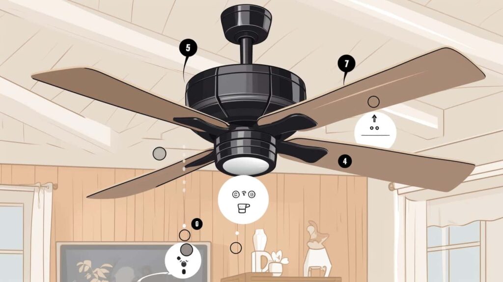 thorstenmeyer Create an image showcasing a ceiling fan suspende 87b49b4f 1f12 4a21 acd8 8113d8860100
