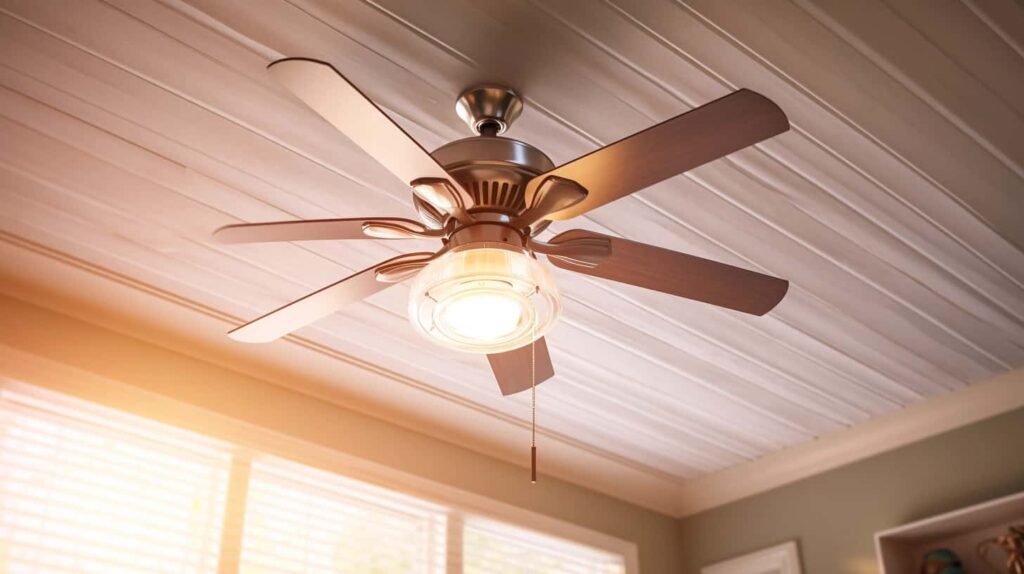 thorstenmeyer Create an image showcasing a ceiling fan suspende 8d39e205 5a33 4cce 9226 e3fccbf702cf