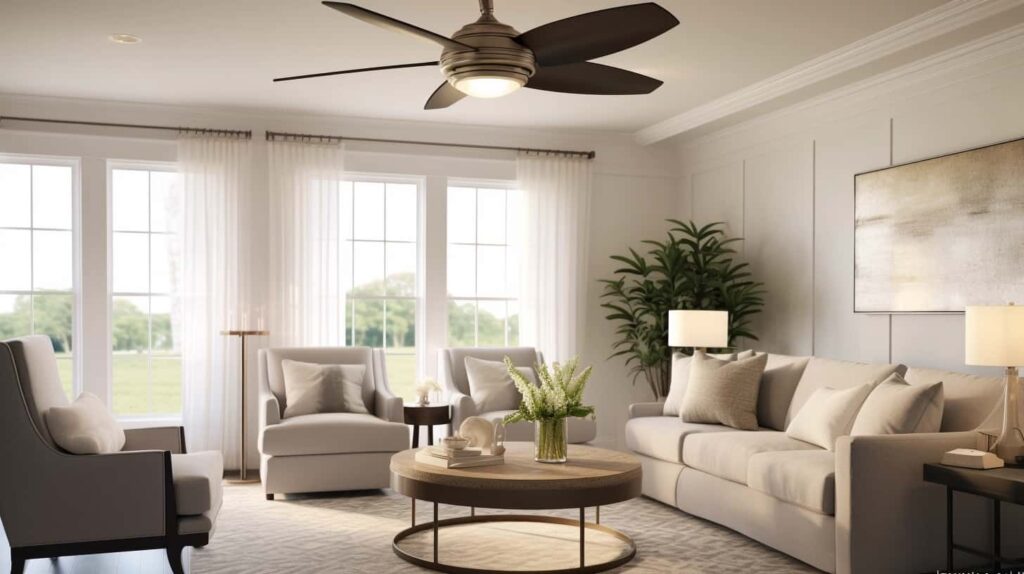 thorstenmeyer Create an image showcasing a ceiling fan with a b 55bd5cb5 f779 405c 9f5e 25f715a6e548