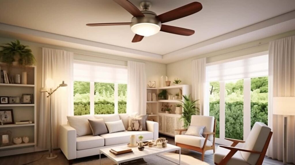 thorstenmeyer Create an image showcasing a ceiling fan with a b 96d29cca a952 4f90 a18e d7db3d2c5b56