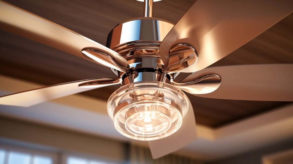 thorstenmeyer Create an image showcasing a ceiling fan with a c 265b96aa 3a75 45a8 91f9 5dbe07aed297