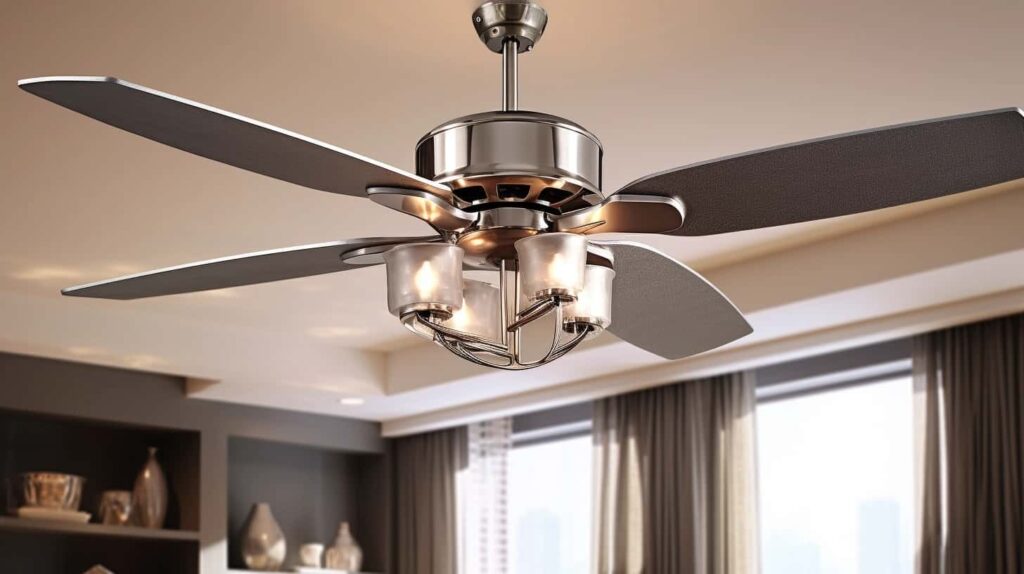 thorstenmeyer Create an image showcasing a ceiling fan with a c 726bc29e 0b67 4dd9 99b2 64a9c8f77d66