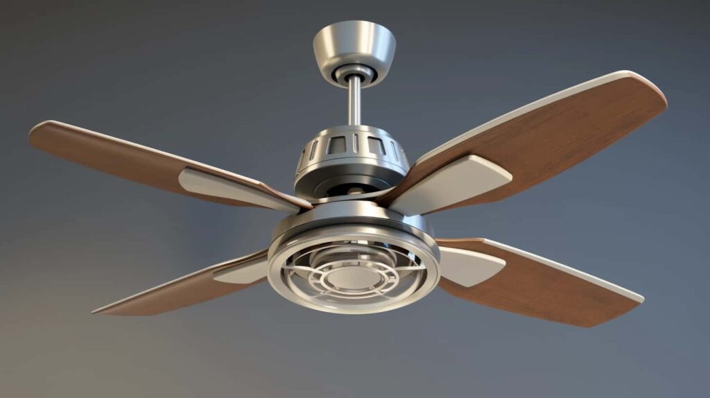 thorstenmeyer Create an image showcasing a ceiling fan with a r dc48d5e2 dd80 44e4 baf1 6f99ac5911b3
