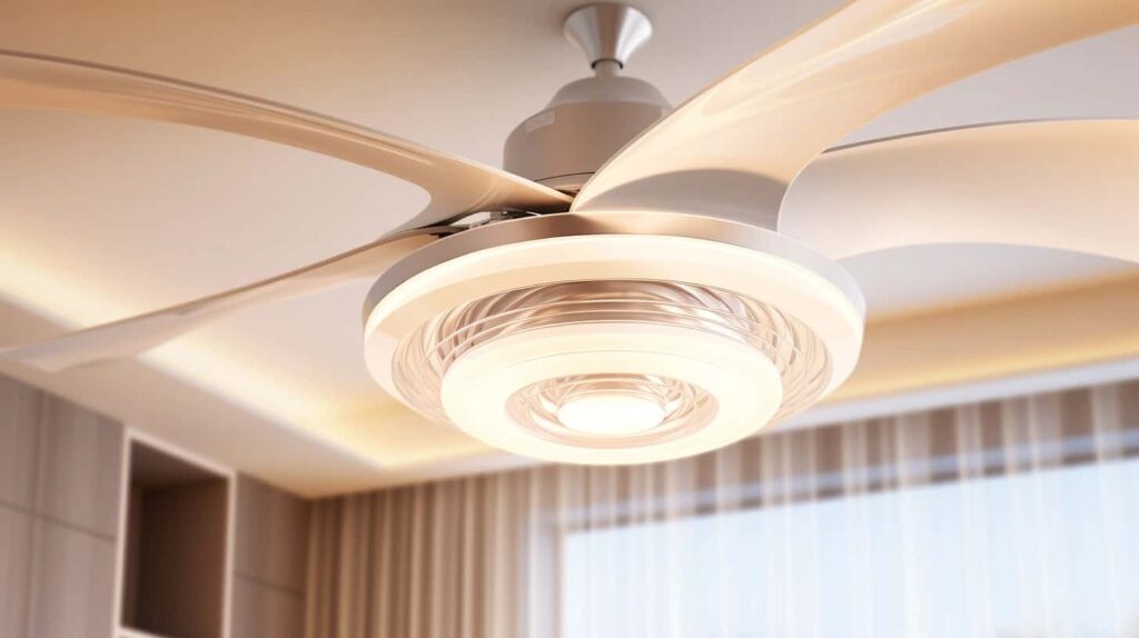 thorstenmeyer Create an image showcasing a ceiling fan with bla 4d4ac06e 2737 49b6 970b 9391149f1327