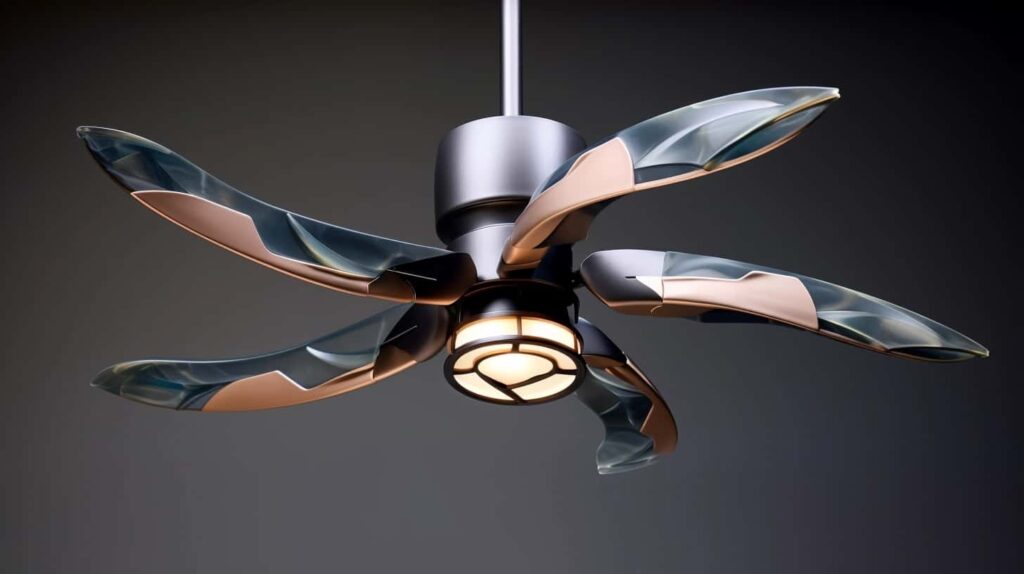thorstenmeyer Create an image showcasing a ceiling fan with bla 86dab31e 887c 409e be73 193e85587f99