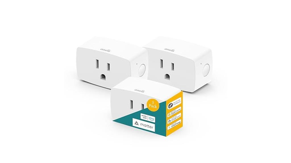 three pack of onvis smart plugs