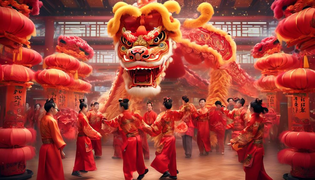 traditional lion and dragon dance performance