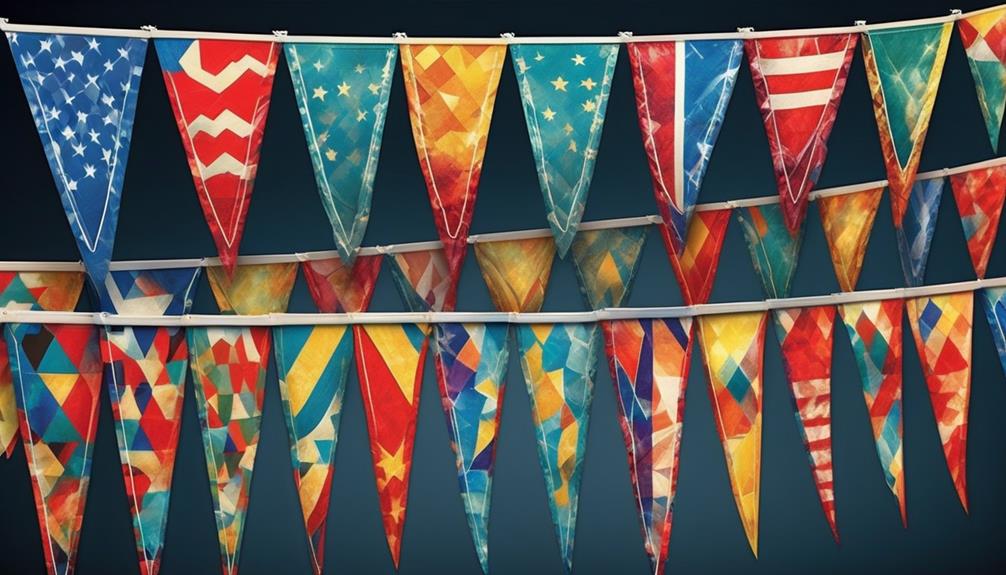 triangle shaped hanging fabric banners