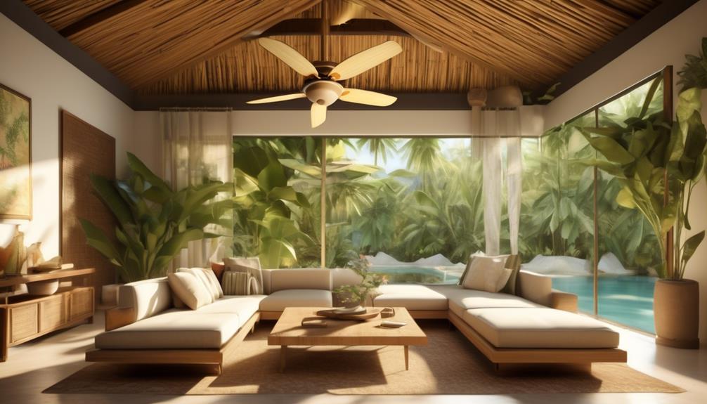 tropical inspired bamboo ceiling fan