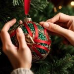 tying ornaments securely on tree