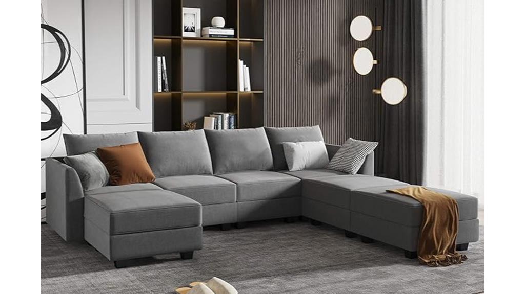 u shaped grey sectional sofa