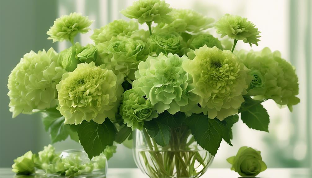 unusual green colored flowers