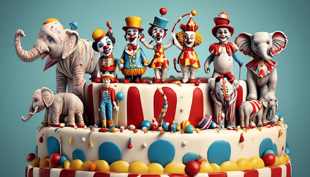 varieties of circus cake decorations