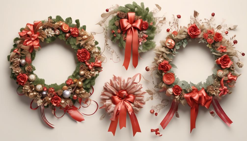variety of wreaths and ribbon options