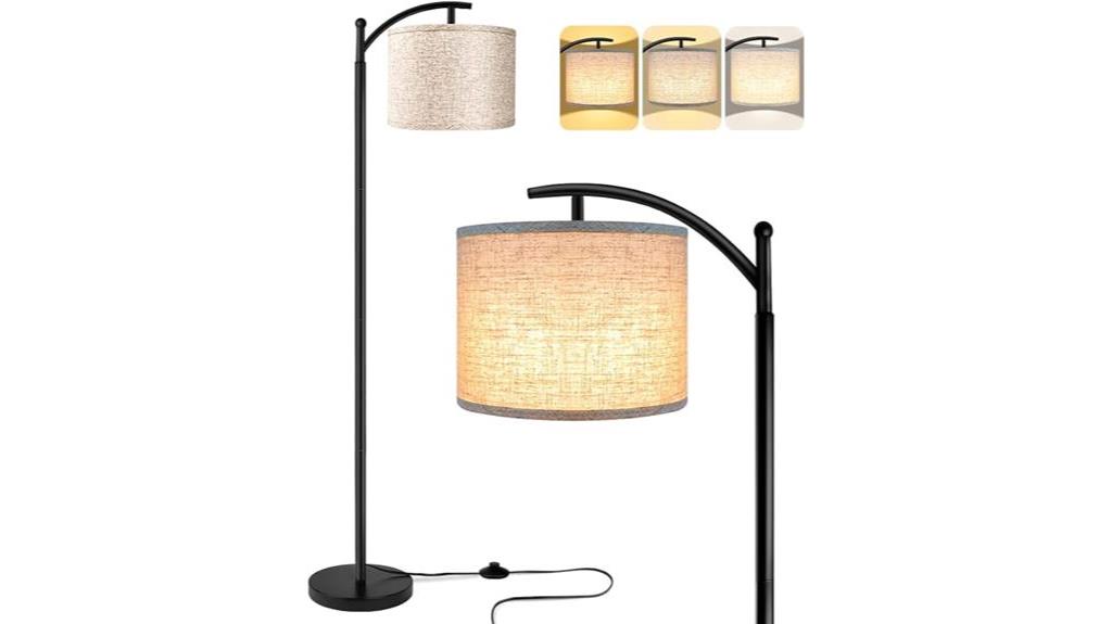 versatile floor lamp with led bulb and beige lampshade