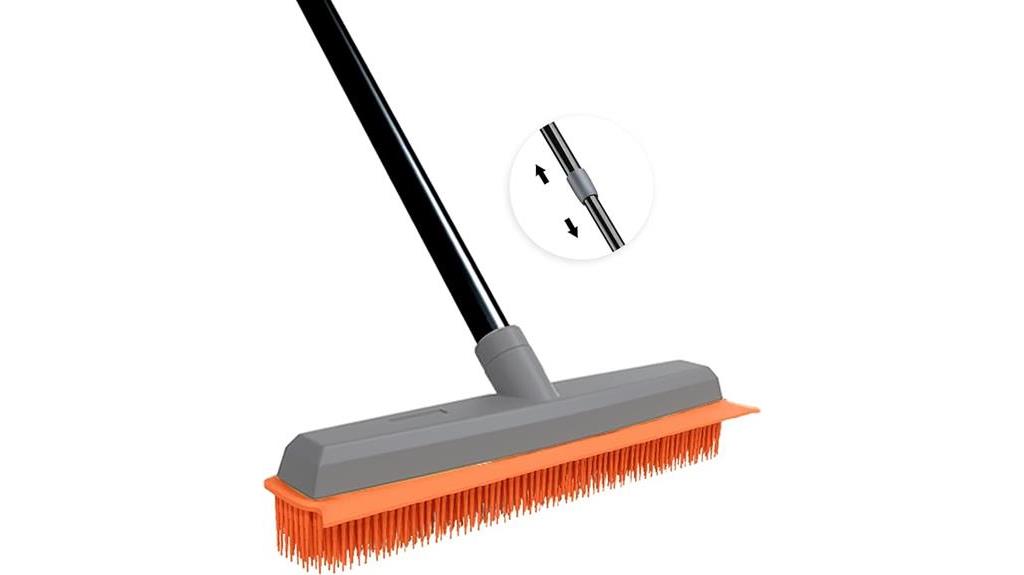 versatile rubber broom with squeegee extension for carpets